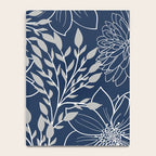 Festive, Floral Prints and Leaves, Line Art, Navy Blue and Gray Notebook Gallery Image 4