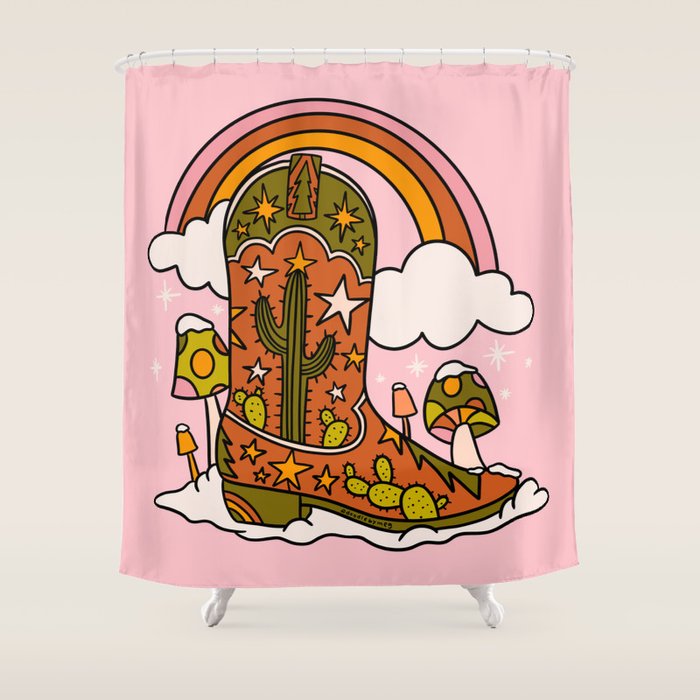 Christmas Cowboy Boots Shower Curtain Gallery Image 1