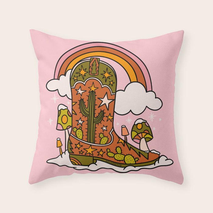 Christmas Cowboy Boots Throw Pillow Gallery Image 6