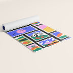 Colorful nature landscape post card stamp pattern Yoga Mat Gallery Image 2
