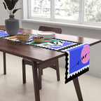 Colorful nature landscape post card stamp pattern Table Runner Gallery Image 2