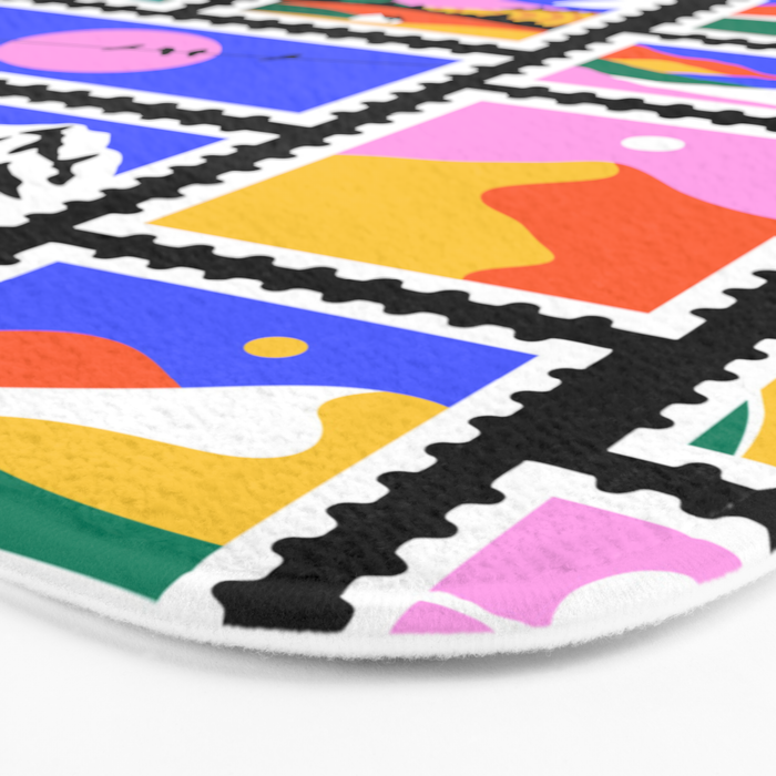 Colorful nature landscape post card stamp pattern Bath Mat Gallery Image 3