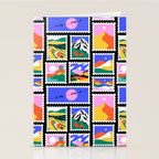 Colorful nature landscape post card stamp pattern Stationery Card Gallery Image 2
