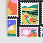 Colorful nature landscape post card stamp pattern Poster Gallery Image 3