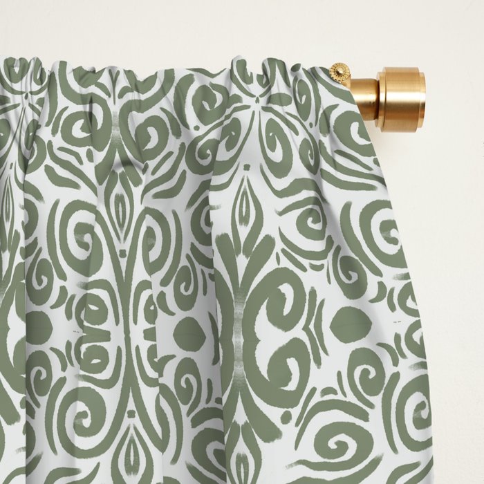 Vintage Green Spirals Window Curtain Gallery Image 2