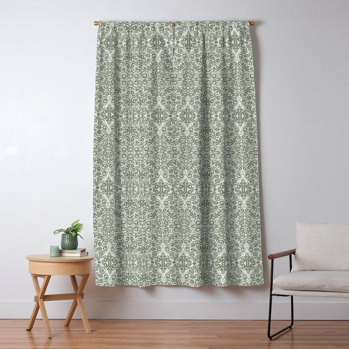Vintage Green Spirals Window Curtain Gallery Image 5