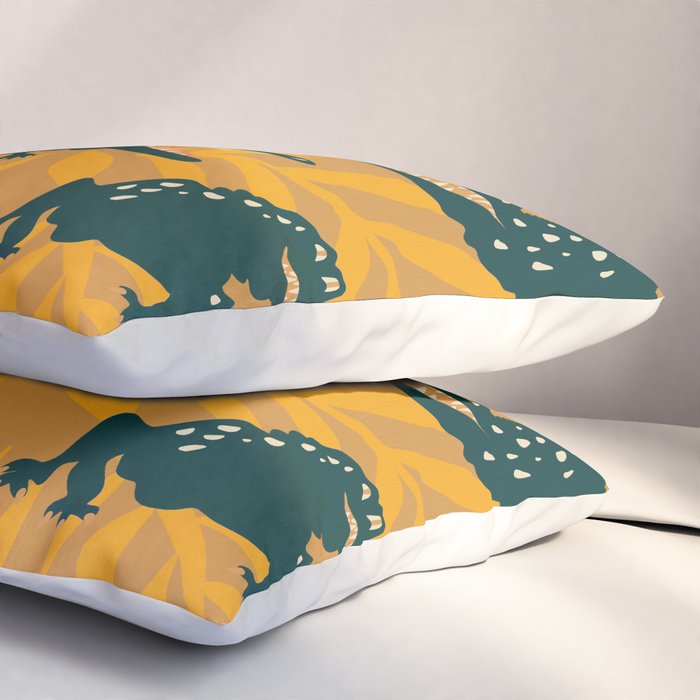 Alligator Collection - Ochre & Teal Pillow Sham Gallery Image 3