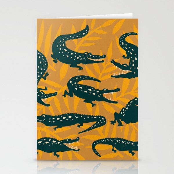 Alligator Collection - Ochre & Teal Stationery Card Gallery Image 2