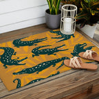 Alligator Collection - Ochre & Teal Outdoor Rug Gallery Image 2