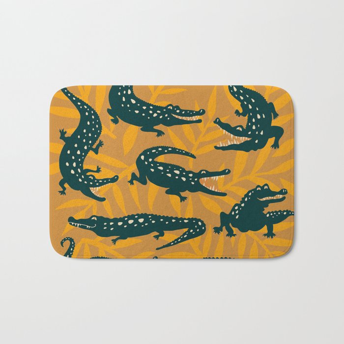 Alligator Collection - Ochre & Teal Bath Mat Gallery Image 1