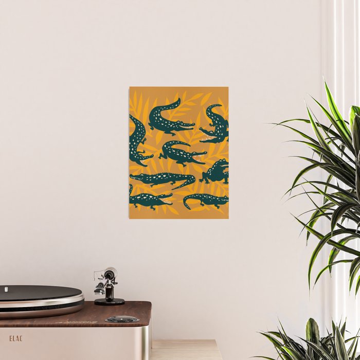 Alligator Collection - Ochre & Teal Poster Gallery Image 2