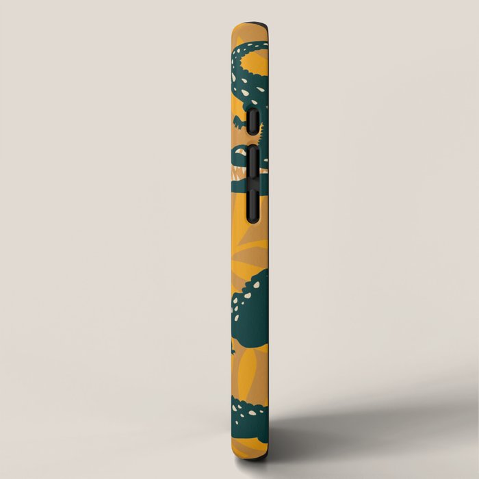 Alligator Collection - Ochre & Teal iPhone Case Gallery Image 2