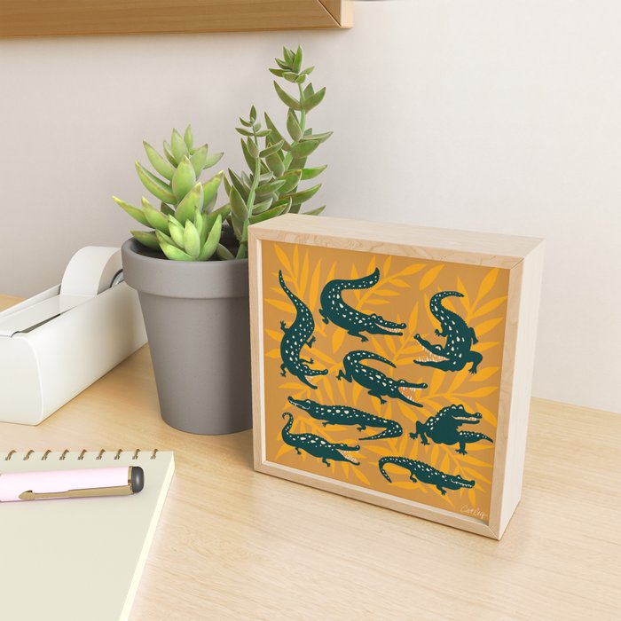 Alligator Collection - Ochre & Teal Mini Art Print Gallery Image 2
