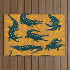 Alligator Collection - Ochre & Teal Outdoor Rug Gallery Image 1