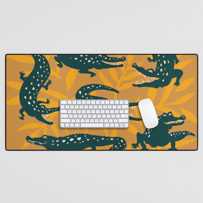 Alligator Collection - Ochre & Teal Desk Mat Gallery Image 1
