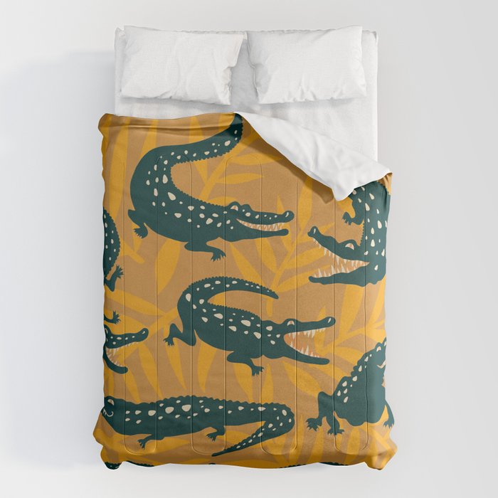 Alligator Collection - Ochre & Teal Comforter Gallery Image 6