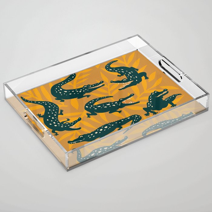 Alligator Collection - Ochre & Teal Acrylic Tray Gallery Image 1