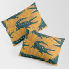 Alligator Collection - Ochre & Teal Pillow Sham Gallery Image 3