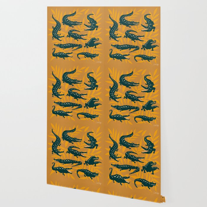 Alligator Collection - Ochre & Teal Wallpaper Gallery Image 2