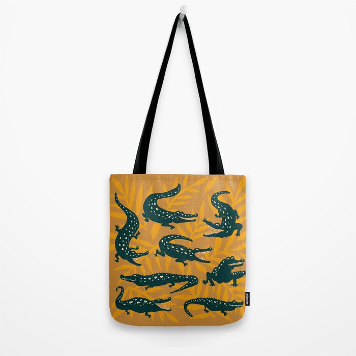Alligator Collection - Ochre & Teal Tote Bag Gallery Image 2