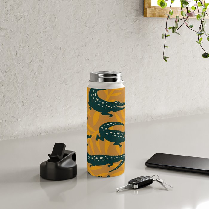 Alligator Collection - Ochre & Teal Water Bottle Gallery Image 4