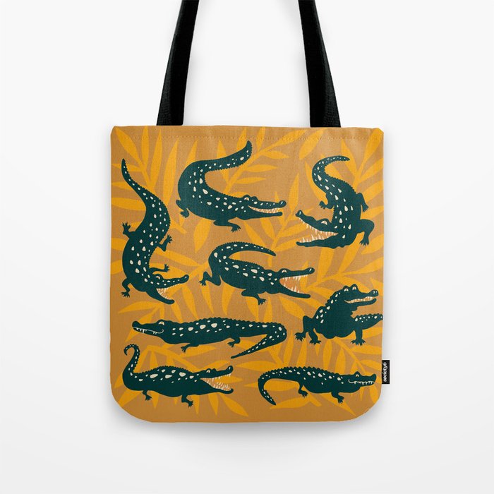 Alligator Collection - Ochre & Teal Tote Bag Gallery Image 1