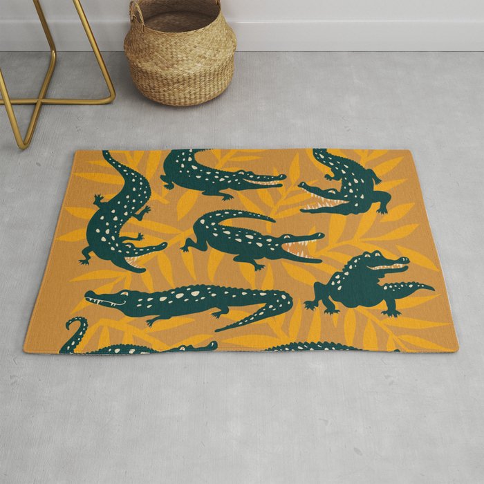 Alligator Collection - Ochre & Teal Rug Gallery Image 1