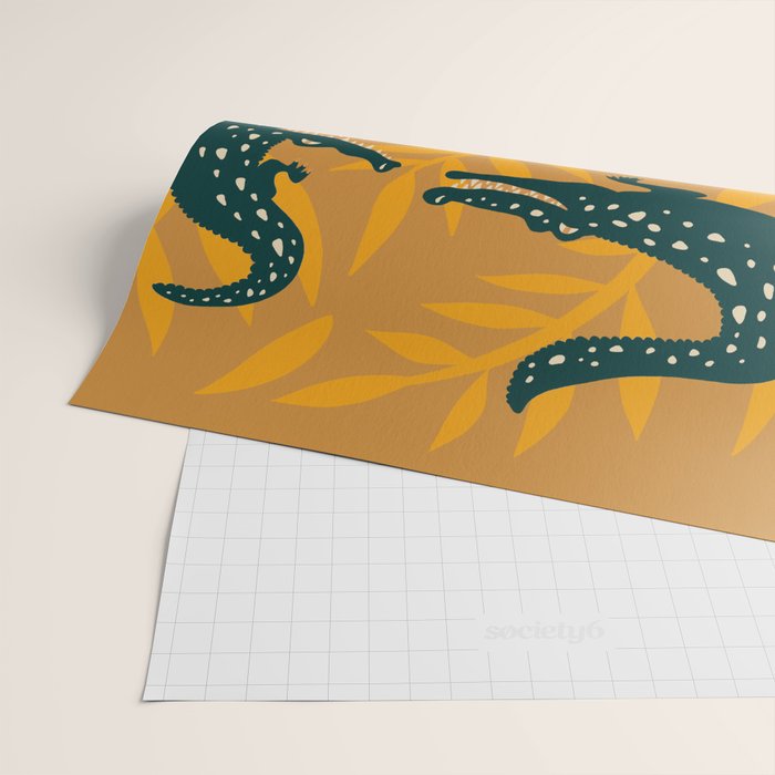 Alligator Collection - Ochre & Teal Wrapping Paper Gallery Image 2