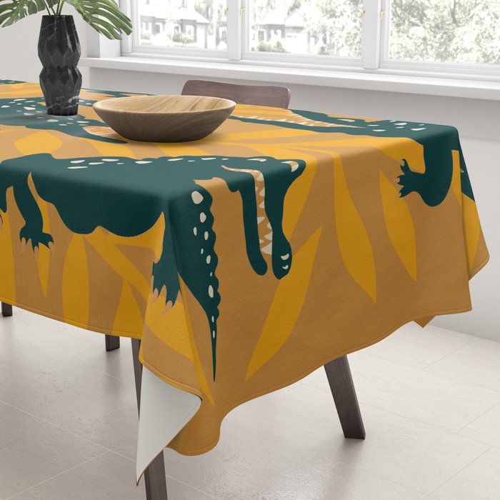 Alligator Collection - Ochre & Teal Tablecloth Gallery Image 3