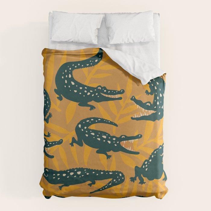 Alligator Collection - Ochre & Teal Duvet Cover Gallery Image 6