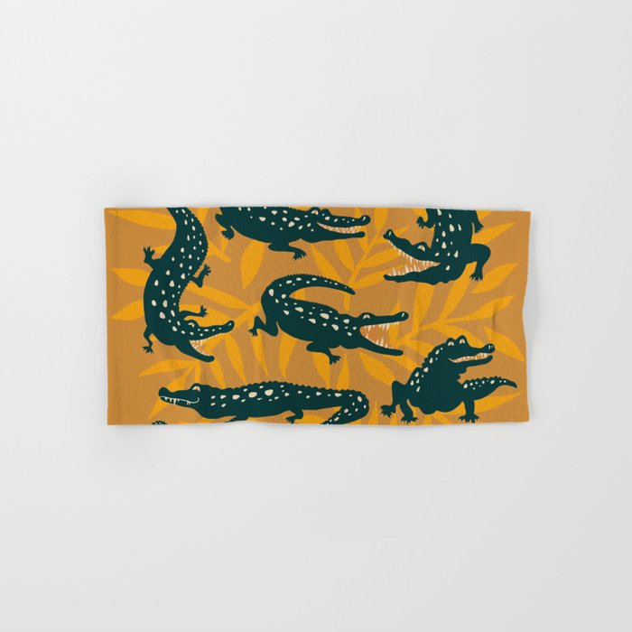 Alligator Collection - Ochre & Teal Bath Towel Gallery Image 1