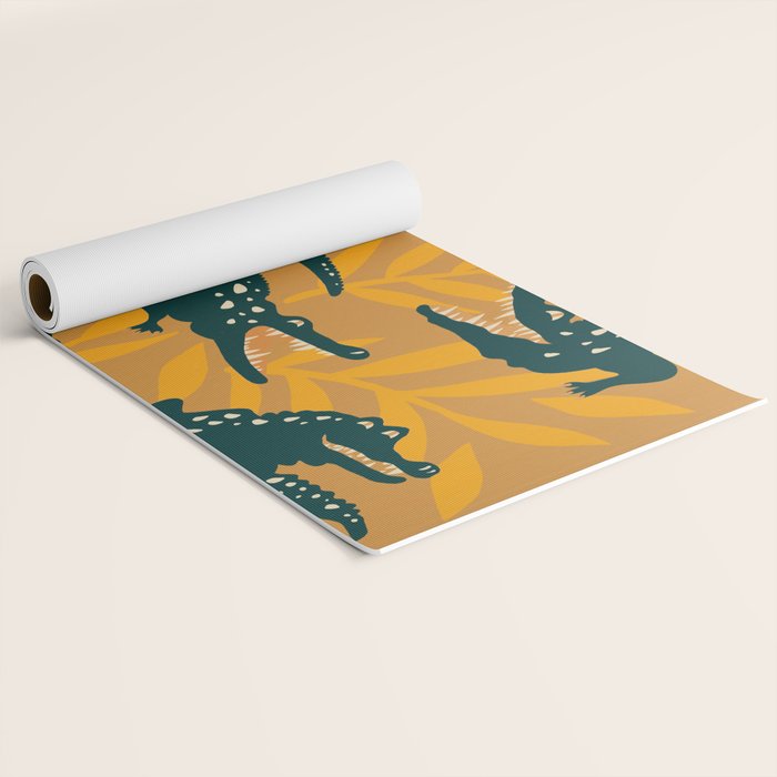 Alligator Collection - Ochre & Teal Yoga Mat Gallery Image 2