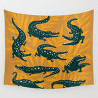 Alligator Collection - Ochre & Teal Wall Tapestry Gallery Image 4