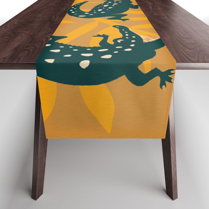 Alligator Collection - Ochre & Teal Table Runner Gallery Image 1
