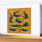 Alligator Collection - Ochre & Teal Wall Mural Gallery Image 2