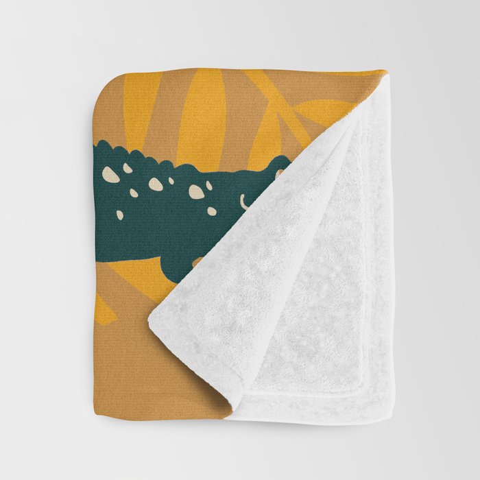 Alligator Collection - Ochre & Teal Throw Blanket Gallery Image 3