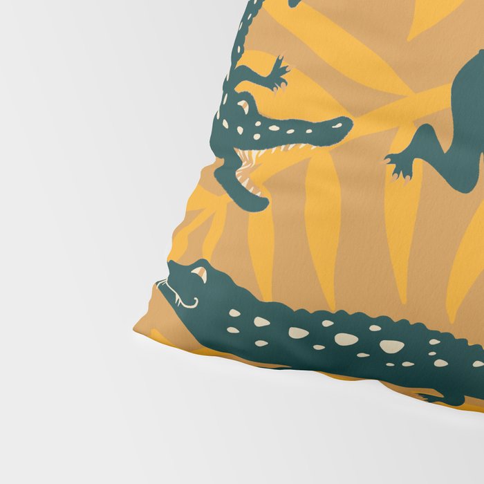 Alligator Collection - Ochre & Teal Pillow Sham Gallery Image 4