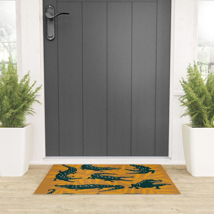 Alligator Collection - Ochre & Teal Welcome Mat Gallery Image 3