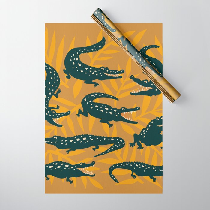 Alligator Collection - Ochre & Teal Wrapping Paper Gallery Image 1