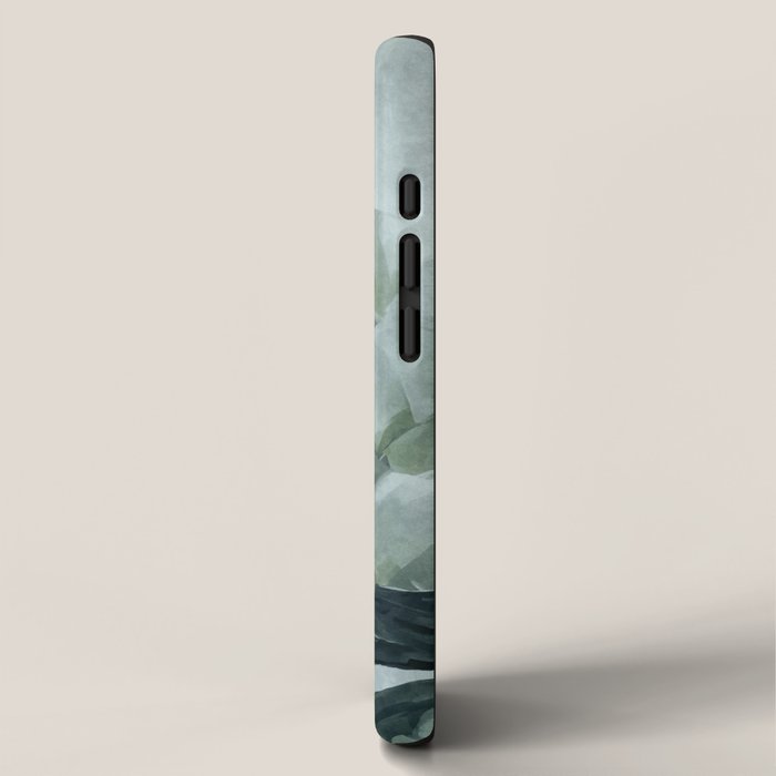 Teal Green Monstera Leaves  Jungle Vibes iPhone Case Gallery Image 2