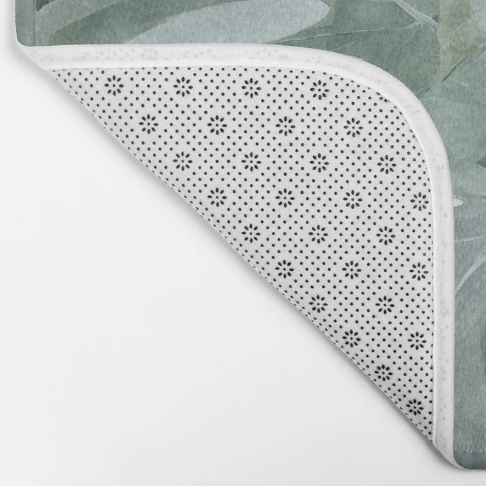 Teal Green Monstera Leaves  Jungle Vibes Bath Mat Gallery Image 2