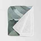 Teal Green Monstera Leaves  Jungle Vibes Throw Blanket Gallery Image 3