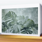 Teal Green Monstera Leaves  Jungle Vibes Wall Mural Gallery Image 2