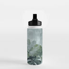 Teal Green Monstera Leaves  Jungle Vibes Water Bottle Gallery Image 2
