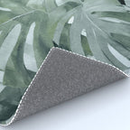Teal Green Monstera Leaves  Jungle Vibes Rug Gallery Image 4