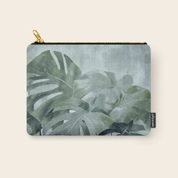 Teal Green Monstera Leaves  Jungle Vibes Carry All Pouch Gallery Image 1