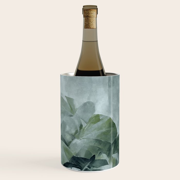 Teal Green Monstera Leaves  Jungle Vibes Wine Chiller Gallery Image 3