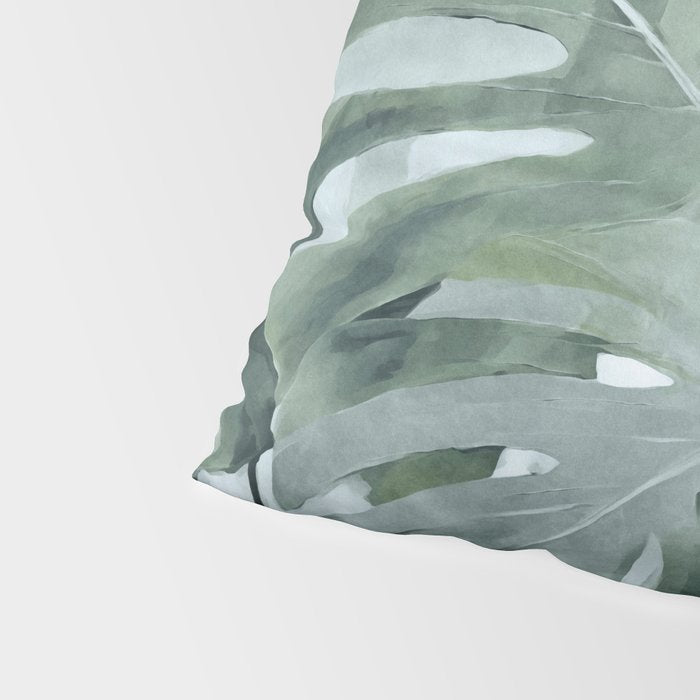 Teal Green Monstera Leaves  Jungle Vibes Pillow Sham Gallery Image 4