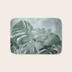 Teal Green Monstera Leaves  Jungle Vibes Bath Mat Gallery Image 1