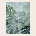 Teal Green Monstera Leaves  Jungle Vibes Poster Gallery Image 4